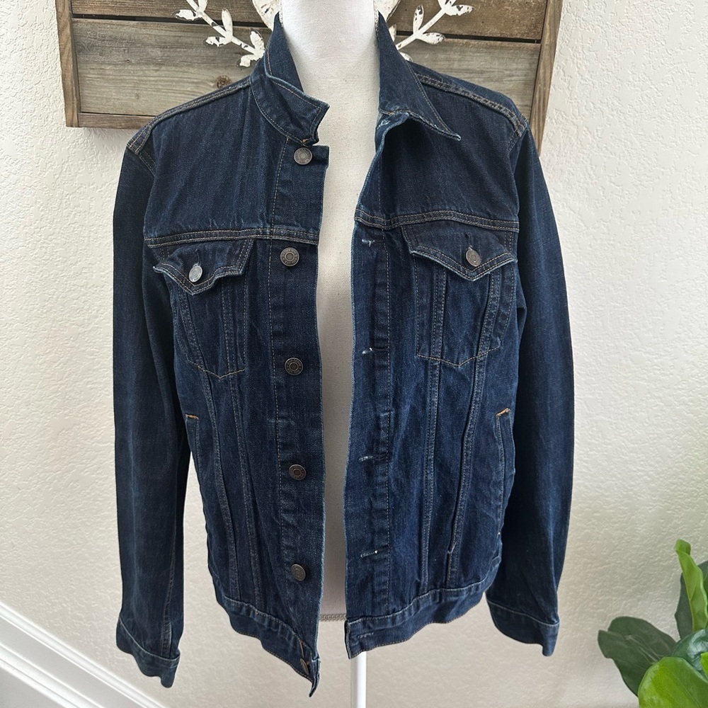 GAP dark‎ wash heritage jean jacket ladies size M FLAW